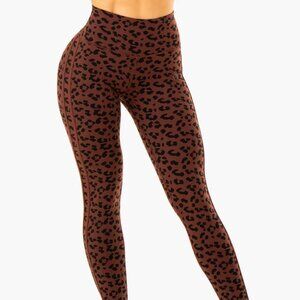 RYDER WEAR EVOLUTION HIGH WAISTED SCRUNCH LEGGINGS CHOCOLATE LEOPARD - S